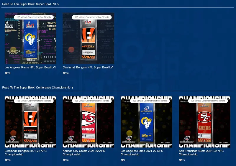 NFL zaoferuje bilety NFT na Super Bowl LVI w Los Angeles 1 Bilety NFT